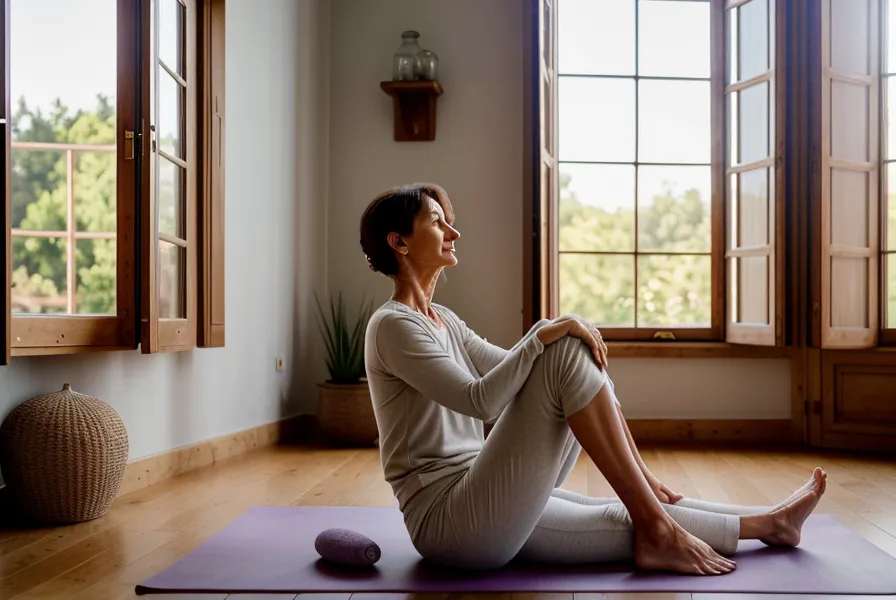 Activité physique douce pour remodeler sa silhouette en douceur : tapis de yoga déroulé pour une routine maison régulière