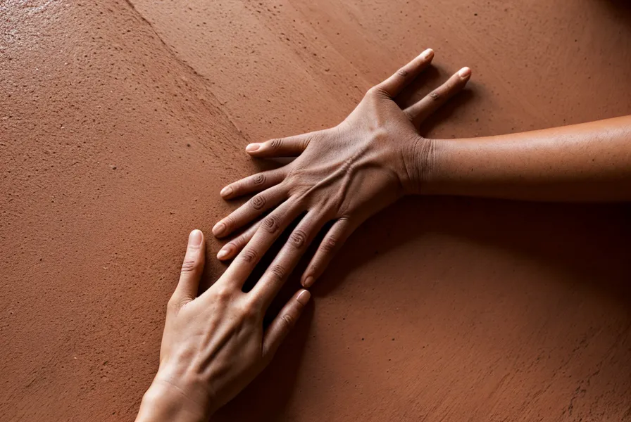 Mains posées sur un tapis de yoga pour un étirement doux des poignets