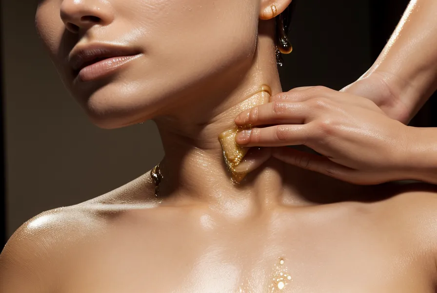 Geste de massage du visage par mouvements ascendants, petit rituel de bien-être après 40 ans