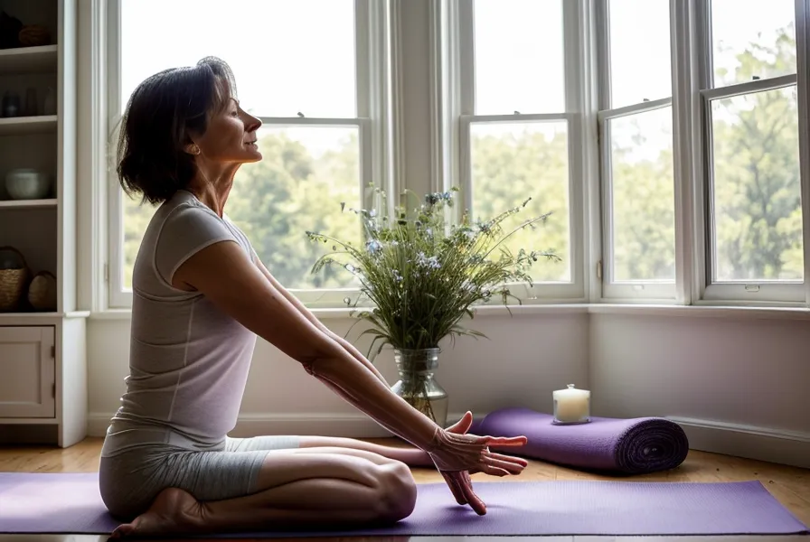 Épaules détendues et posture relâchée après une séance de yoga doux pour le cou