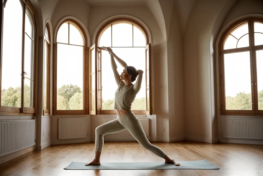 Tapis de yoga roulé contre une armoire, une semaine calme dans la routine maison